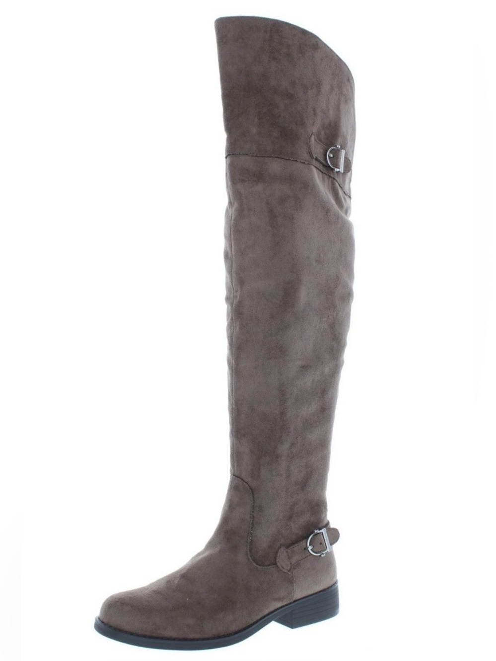Over-the-Knee Taupe Suede Riding Boots